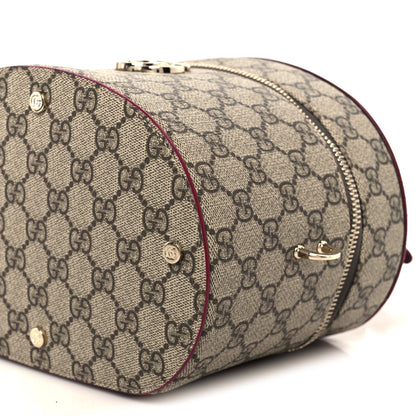 GG Supreme Monogram Ancora Calfskin Vanity Cosmetic Case Beige Ebony Rosso