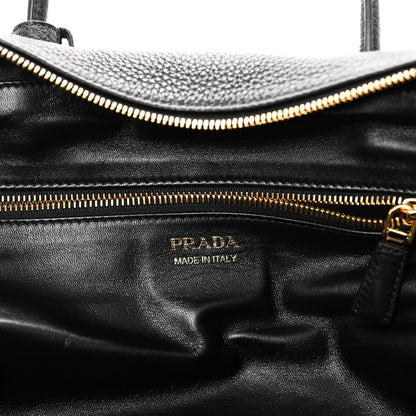 Vitello Daino Soft Large Top Handle Bag Black