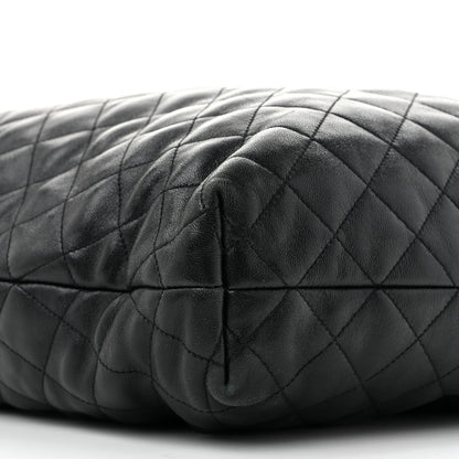 Lambskin Quilted Maxi Icare Shopping Tote Black