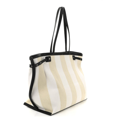 Canvas Striped Days Tote Resin White