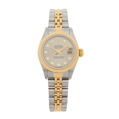 Stainless Steel 18K Yellow Gold Diamond 26mm Oyster Perpetual Datejust Watch Silver 69173