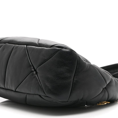 Nappa Triangle Quilted Patchwork System Bag Black