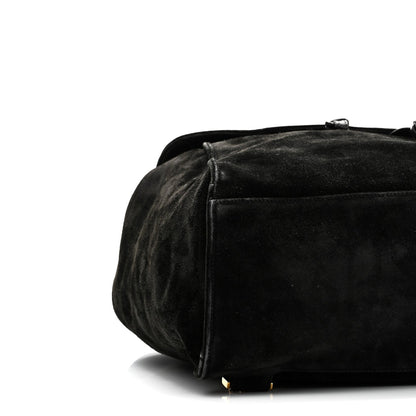 Suede CC Drawstring Backpack Black