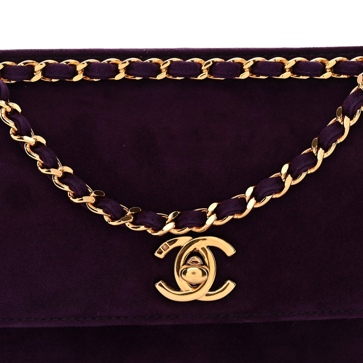 Suede CC Flap Clutch With Chain Purple