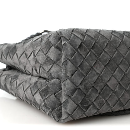 Suede Intrecciato Small Andiamo Shoulder Bag Graphite