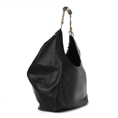 Calfskin XL Squeeze Cord Bag Black