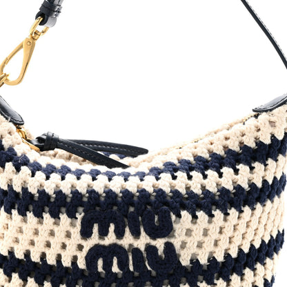 Fabric Crochet Pouch Blue White