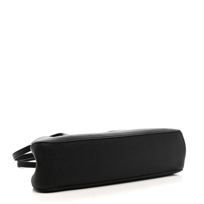 Grained Calfskin Alger Shoulder Bag Black
