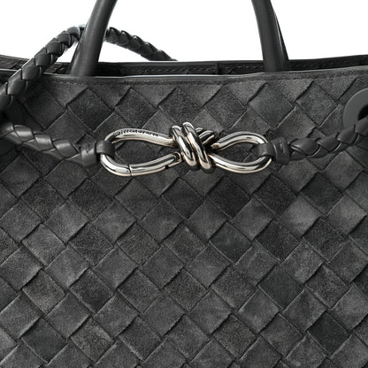 Suede Intrecciato Small Andiamo Shoulder Bag Graphite