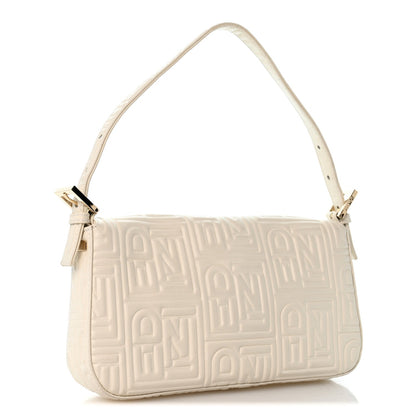 Nappa Logo Embossed Baguette White