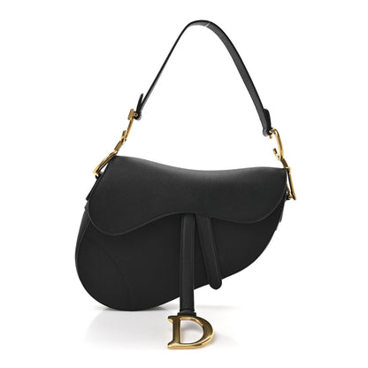 Grained Calfskin Saddle Bag Black