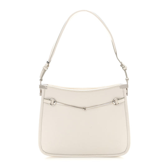 Calfskin Horsebit Slim Shoulder Bag White