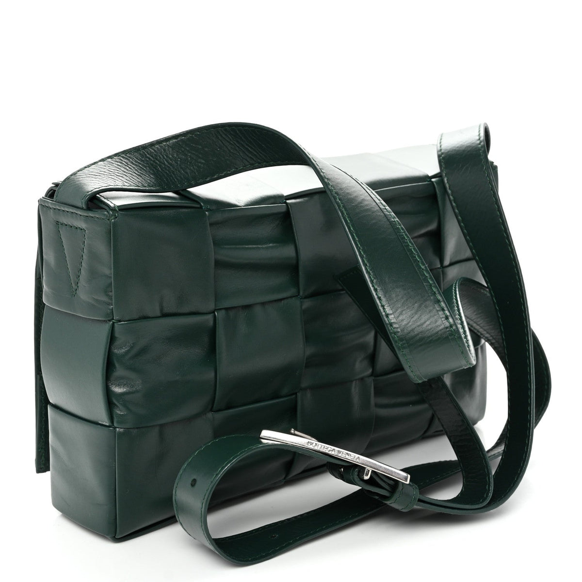 Paper Calfskin Maxi Intreccio Small Cassette Crossbody Bag Raintree