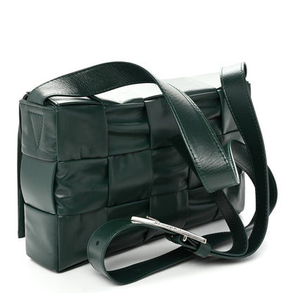 Paper Calfskin Maxi Intreccio Small Cassette Crossbody Bag Raintree