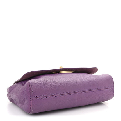 Small Classic Grain Calfskin Small Lily Flap Heather