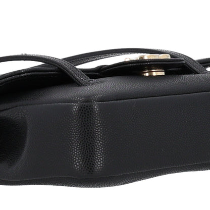 Shiny Caviar Mini Preppy Coco Shoulder Bag Black