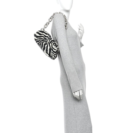 Nappa Zebra Print The Pouch Chain White Black