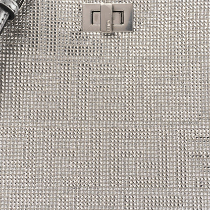 Crystal Vitello Laminato FF Petite Peekaboo I SEE U Satchel Crystal Argento