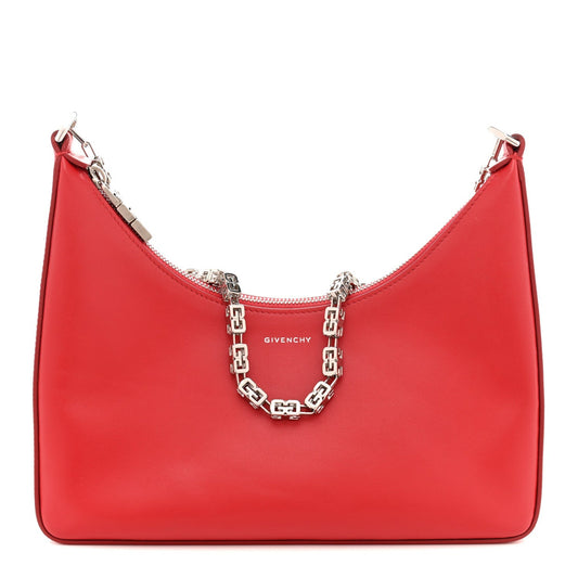 Smooth Calfskin Small Moon Cut Out Shoulder Bag Dark Red