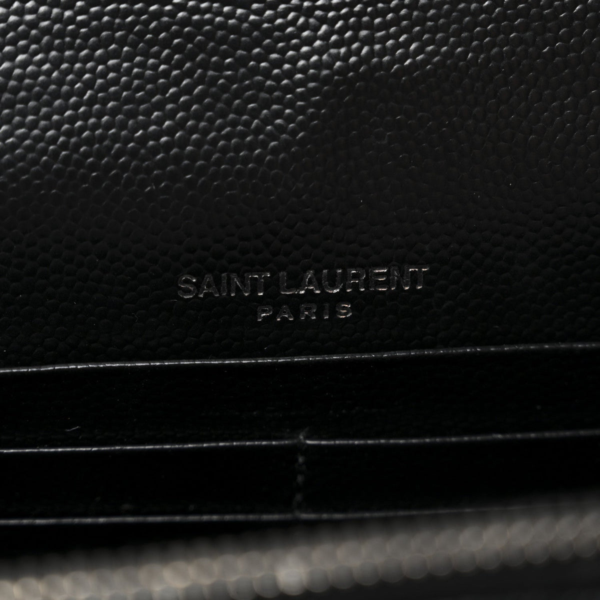 Grain De Poudre Matelasse Chevron Monogram Envelope Chain Wallet Black