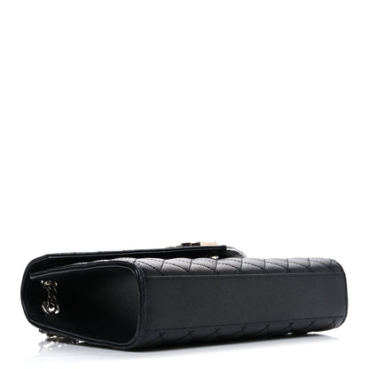 Grain De Poudre Textured Mixed Matelasse Triquilt Medium Monogram Satchel Black
