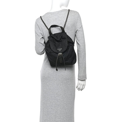 Tessuto Nylon Vela Chain Backpack Black