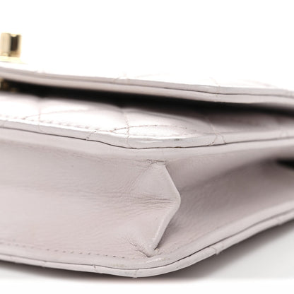 Lambskin Quilted Trendy CC Wallet On Chain WOC Lilac
