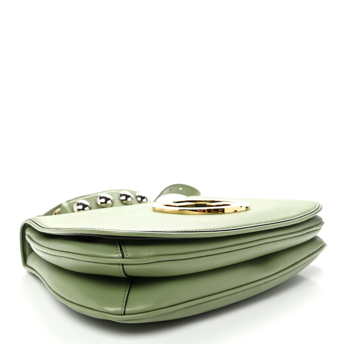Roxy Calfskin Web Medium Blondie Top Handle Shoulder Flap Bag Salamander Green