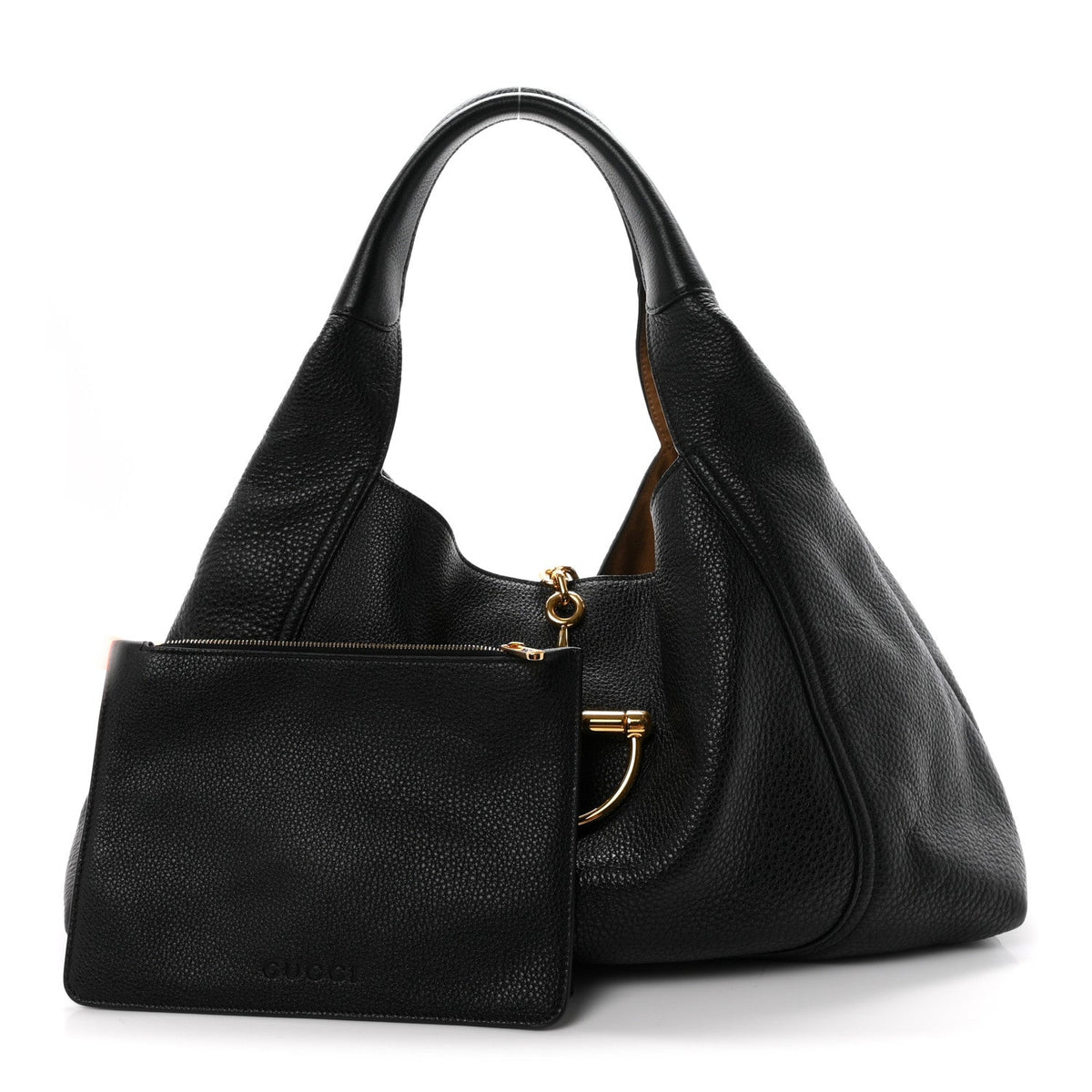 Grained Calfskin Softbit Maxi Shoulder Bag Black