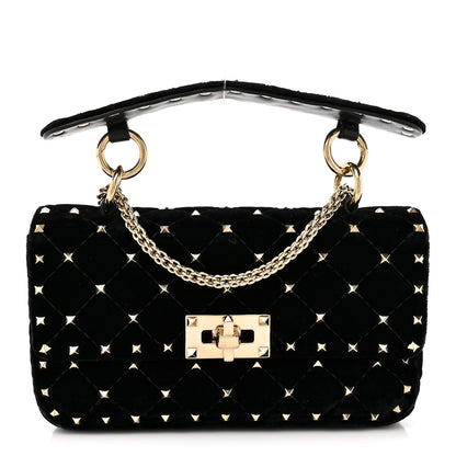 Velvet Small Rockstud Spike Shoulder Bag Black