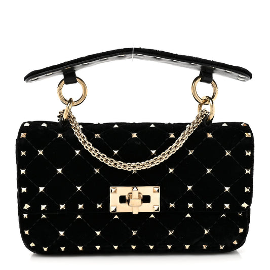 Velvet Small Rockstud Spike Shoulder Bag Black