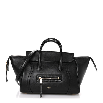 Supple Shiny Lambskin Little New Luggage Black