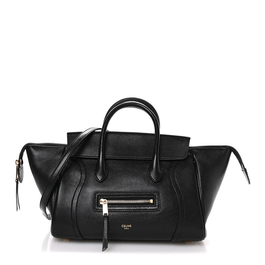 Supple Shiny Lambskin Little New Luggage Black