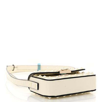 Vitello Mini Monochrome Rockstud Flip Lock Shoulder Bag Ivory