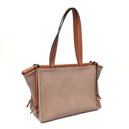 Canvas Calfskin Cushion Tote Taupe