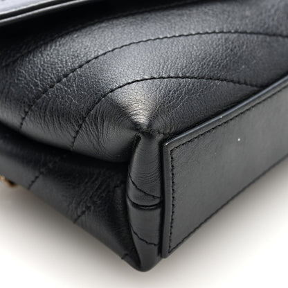 Calfskin Chevron Stitched Coco Waist Bag Black