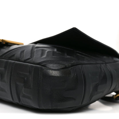 Nappa FF 1974 Embossed Large Baguette Black