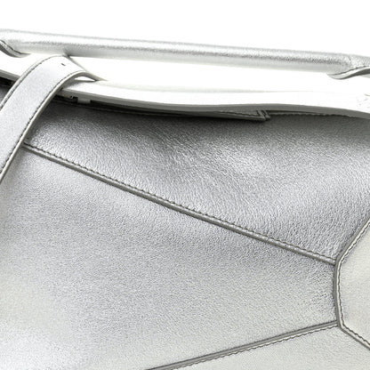Laminated Lambskin Small Puzzle Edge Bag Silver