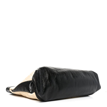 Aged Calfskin Quilted Large 31 Shopping Bag Beige Black Beige Black