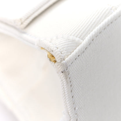 Denim Patchwork Small Hourglass Top Handle Bag White
