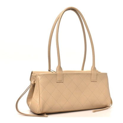 Grained Calfskin Stitched Urban Essentials Small Shopping Bag Beige
