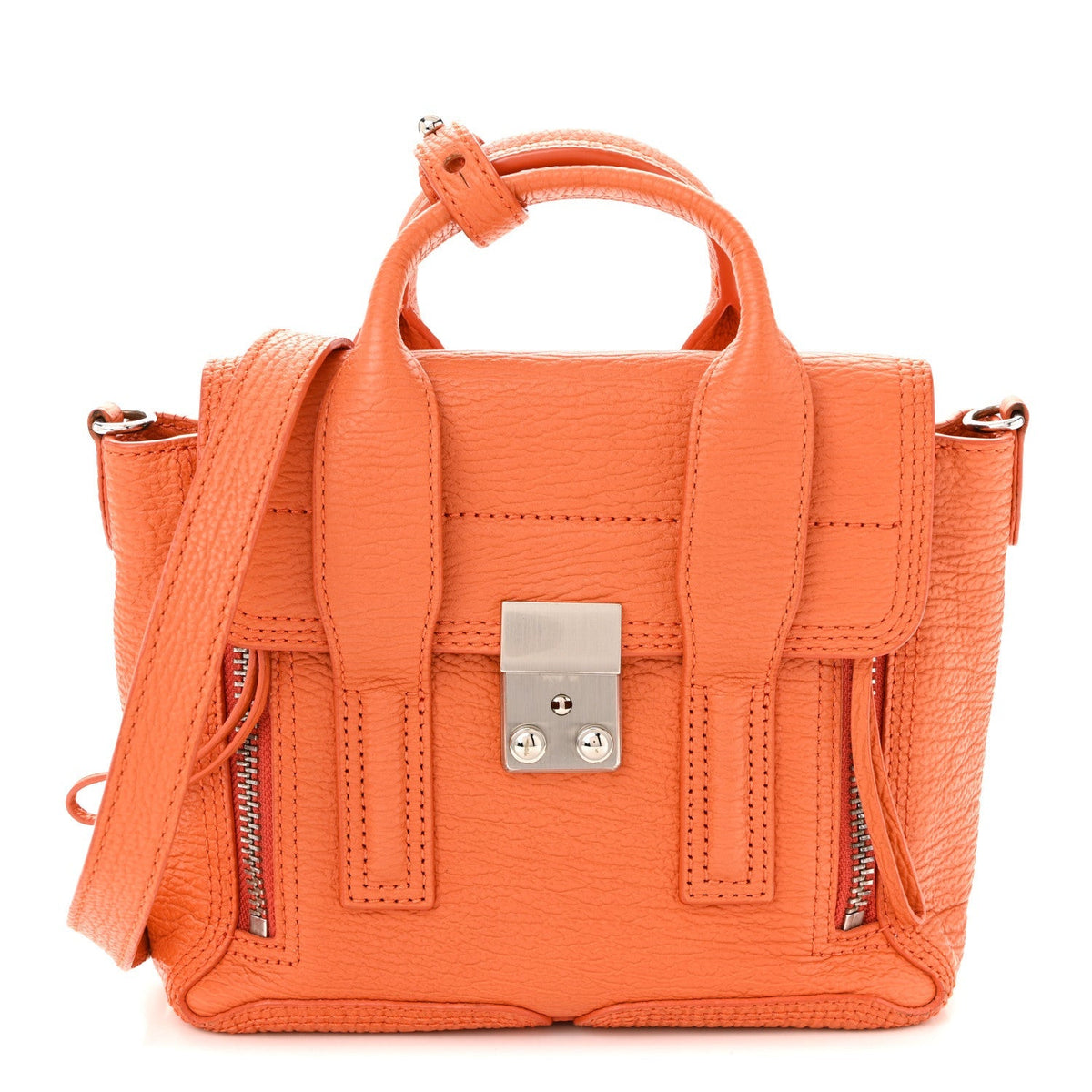 Textured Calfskin Mini Pashli Satchel Orange