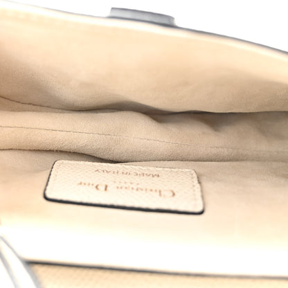 Grained Calfskin Mini Saddle Bag White
