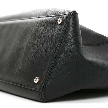 Calfskin Cerf Executive Shopper Tote Black