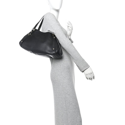Calfskin Medium Abbey Shoulder Bag Black