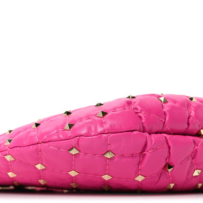 Nappa Small Rockstud Spike Hobo Fuxia