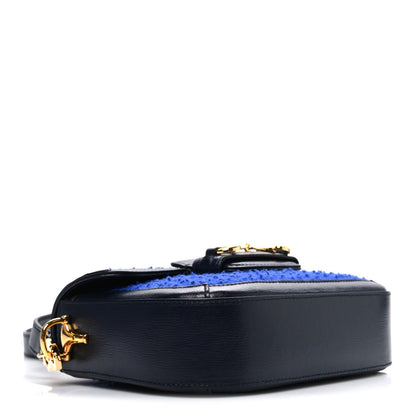 Casy Wool Azalea Calfskin Mini Horsebit 1955 Shoulder Bag Blue China
