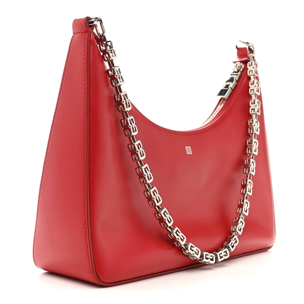 Smooth Calfskin Small Moon Cut Out Shoulder Bag Dark Red