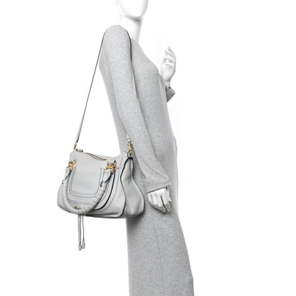 Calfskin Small Marcie Satchel Faded Blue