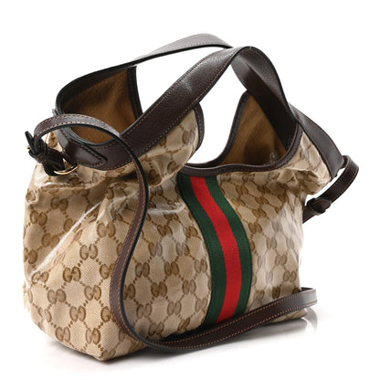 Varnished Monogram Web Small Giglio Tote Sand Dark Brown
